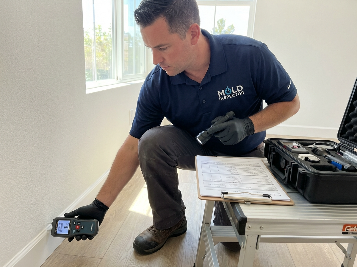 Professional mold inspector conducting thorough inspection